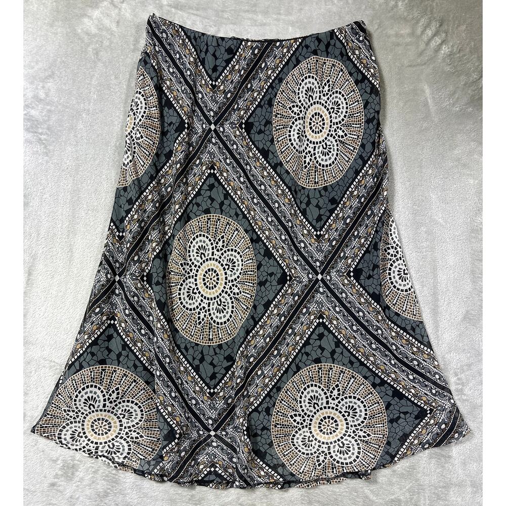 Boho Medallion Print Midi Skirt Medium Pull On Comfortable Flowy A Line - Picture 2 of 5